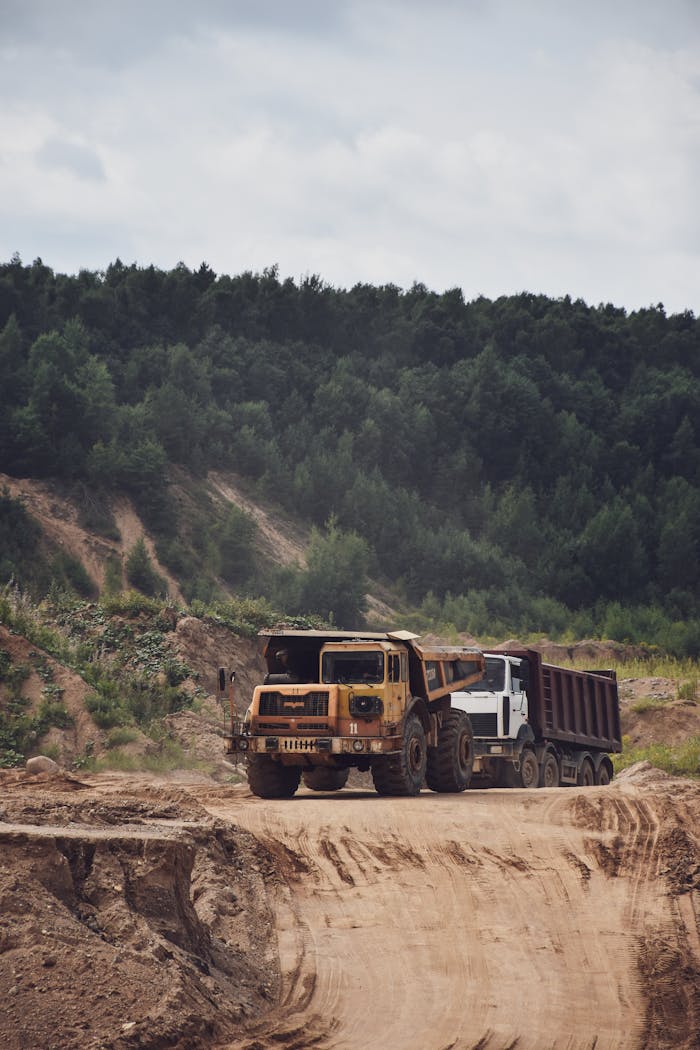 Truck Driving on Dirt Road